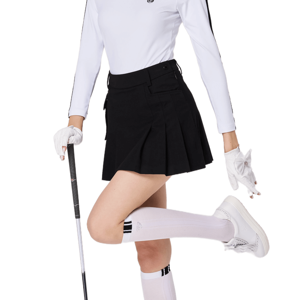 BLKTEE Elastic High Waist College Style Women's Pleated Skirt (Khaki)