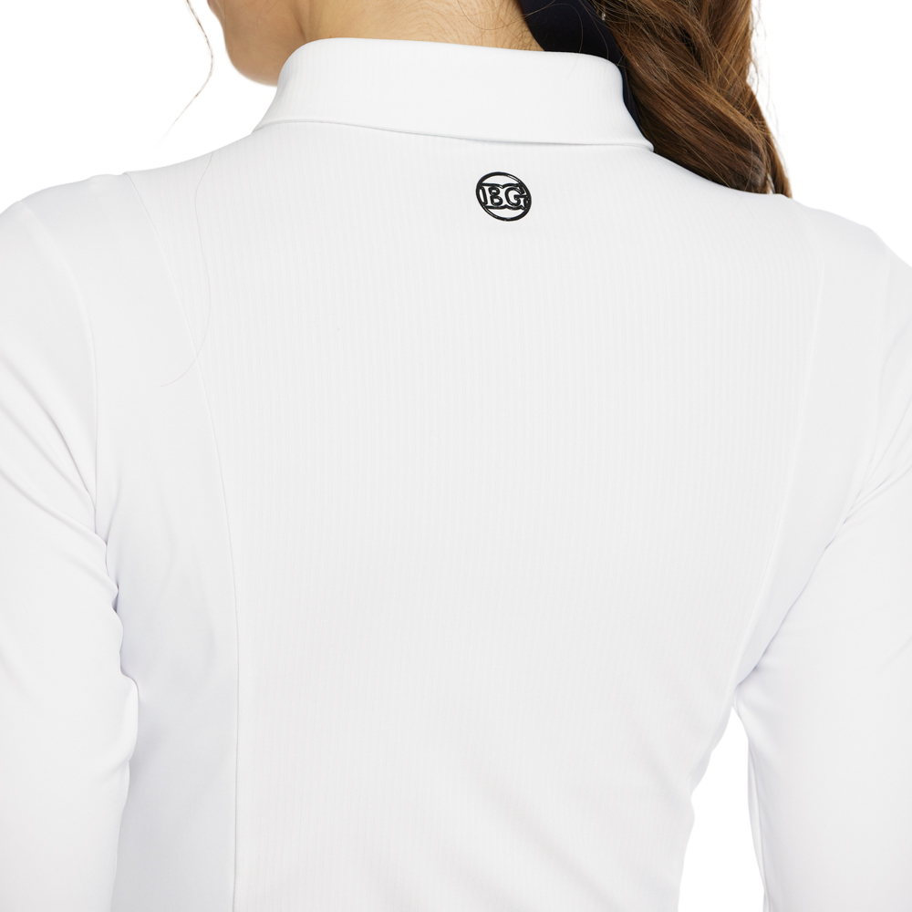 BLKTEE同色拼接長袖上衣(白)