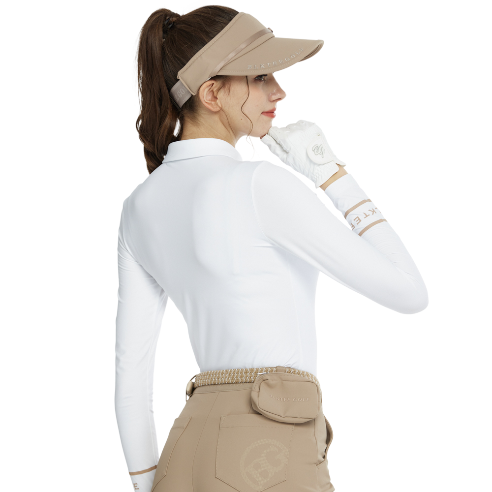 BLKTEE翻領磨毛長袖上衣(白)