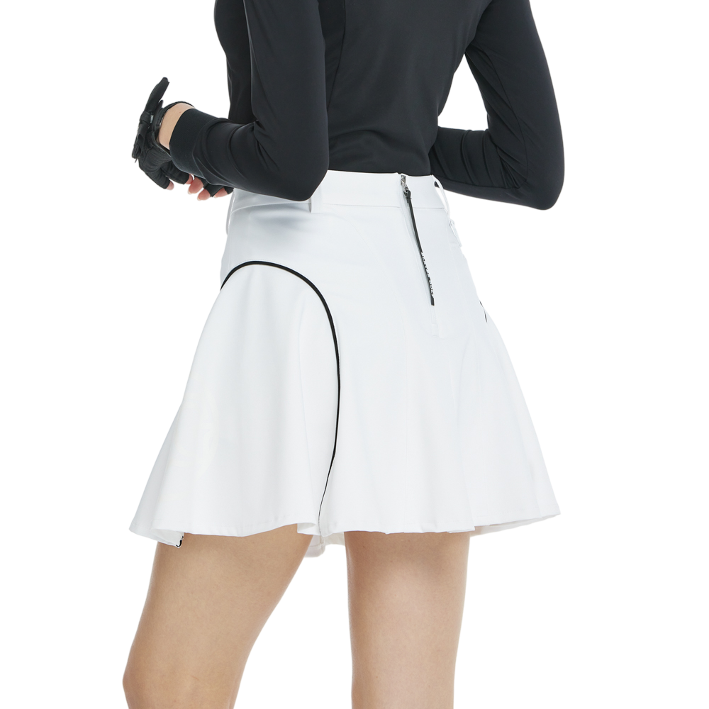 BLKTEE高腰修身花瓣短裙(白)