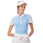 Baju lengan pendek sifon bernafas wanita (biru muda)