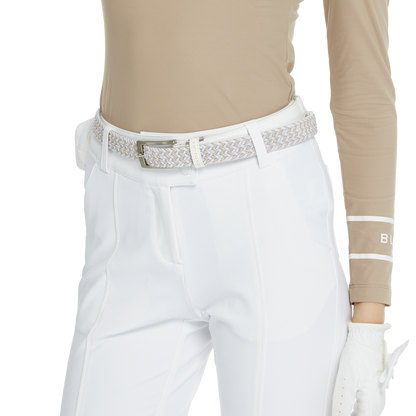 BLKTEE女彈性編織運動腰帶(白)