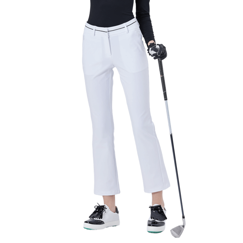 GoPlayer Women's High Waist Elastic Golf Pants (White)