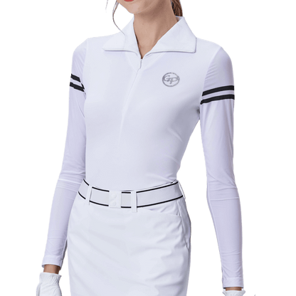 GoPlayer Women's Golf Big Lapel Ice Silk Sleeve Suit (White)