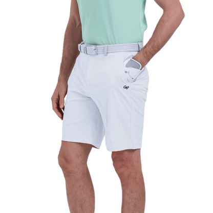 GoPlayer men's punched elastic golf shorts (white)