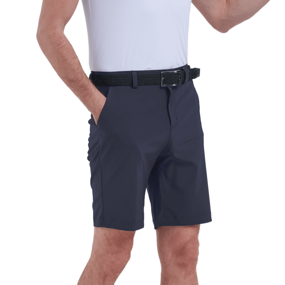 GoPlayer men's punched elastic golf shorts (blue gray)