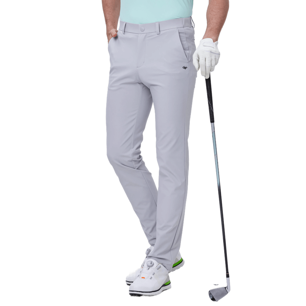 GoPlayer Men's Super Elastic Perforated Golf Trousers (Light Gray) 2024