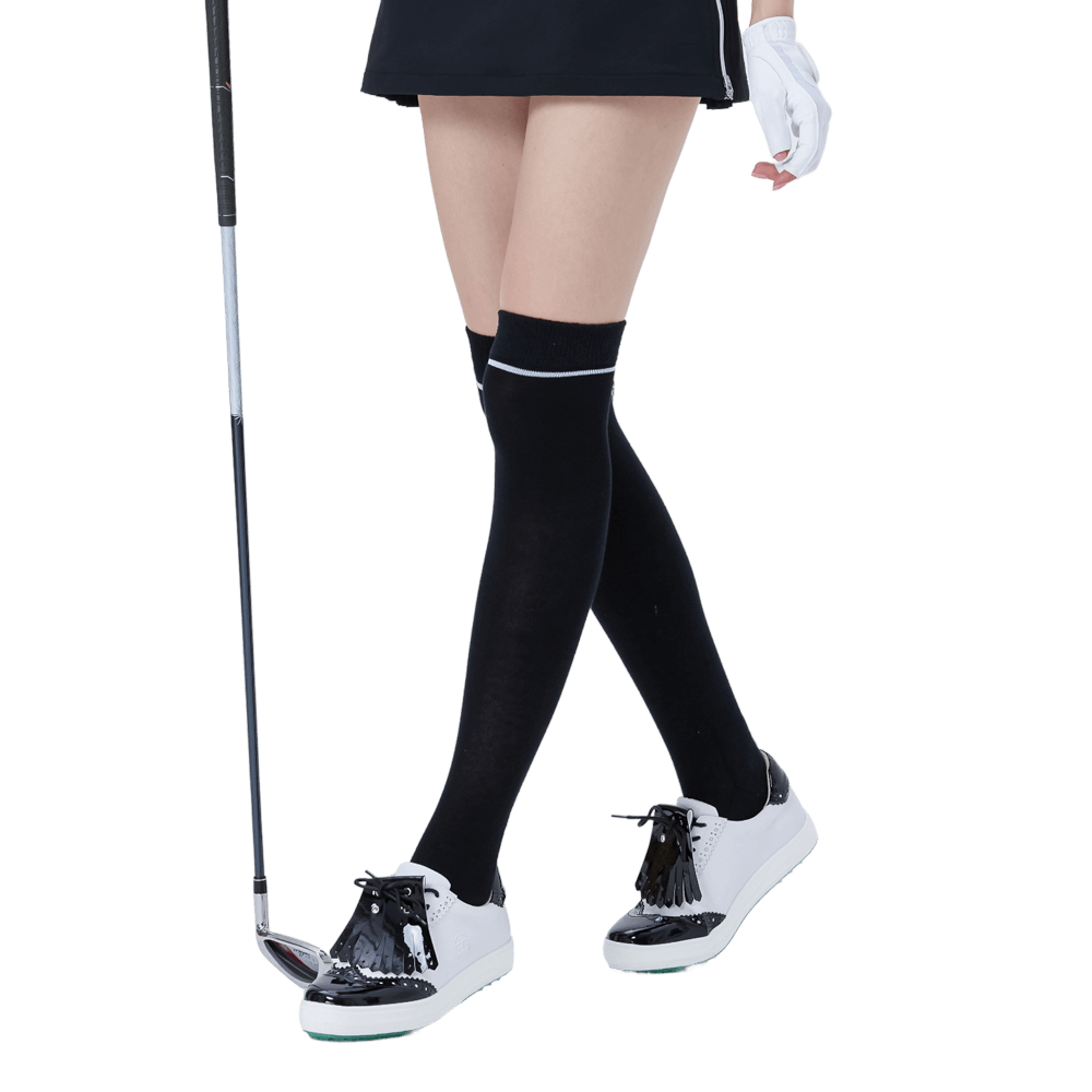 GoPlayer Women's Golf Knee Socks (Black and Silver)