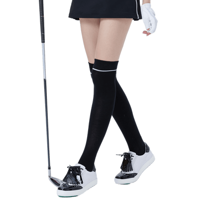 GoPlayer Women's Golf Knee Socks (Black and Silver)