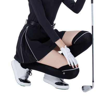 GoPlayer Women's Golf Knee Socks (Black and Silver)