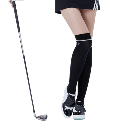 GoPlayer Women's Golf Knee Socks (Black and Silver)