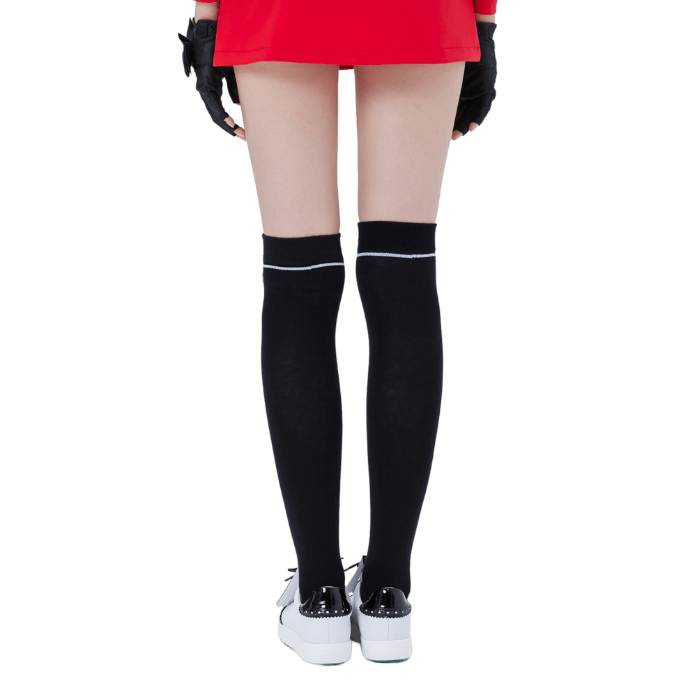 GoPlayer Women's Golf Knee Socks (Black and Silver)