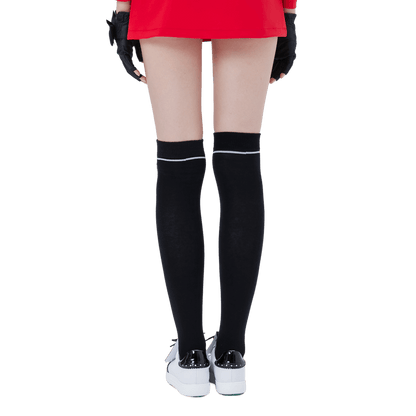 GoPlayer Women's Golf Knee Socks (Black and Silver)