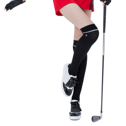 GoPlayer Women's Golf Knee Socks (Black and Silver)