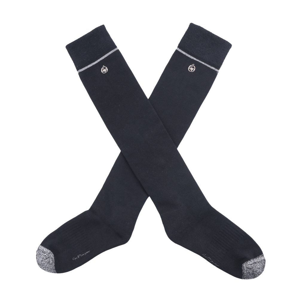 GoPlayer Women's Golf Knee Socks (Black and Silver)