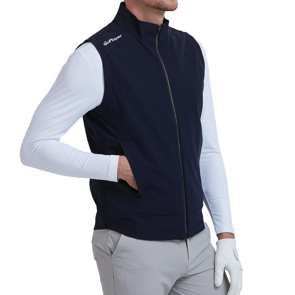 GoPlayer Men's Golf Windproof Warm Sports Vest (Navy Blue)