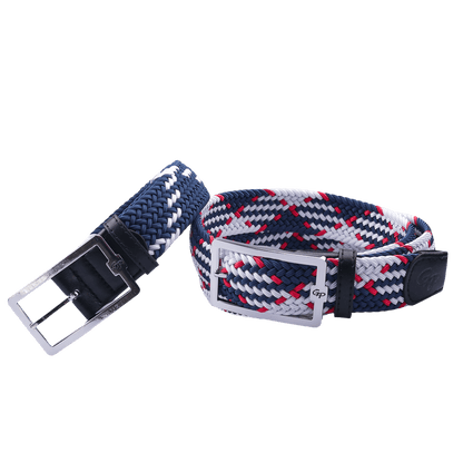 GoPlayer Men's Golf Elastic Belt (Blue, White)