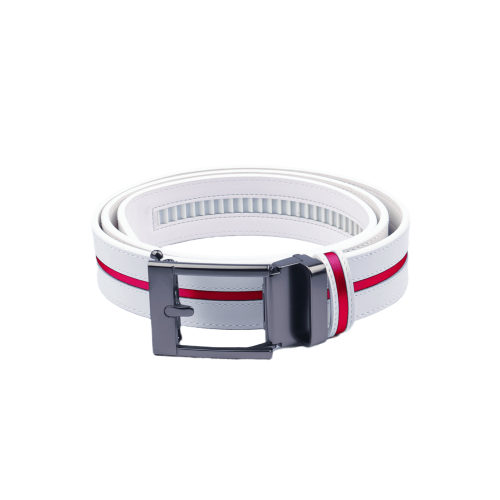 GoPlayer Wide Slide Buckle Black Golf Belt (Red Stripe)