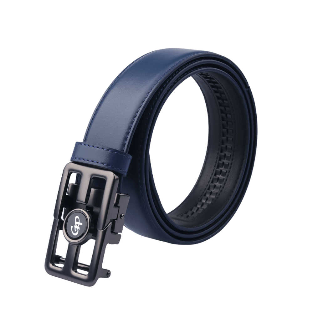 GoPlayer automatic slide buckle leather belt (Navy Blue)