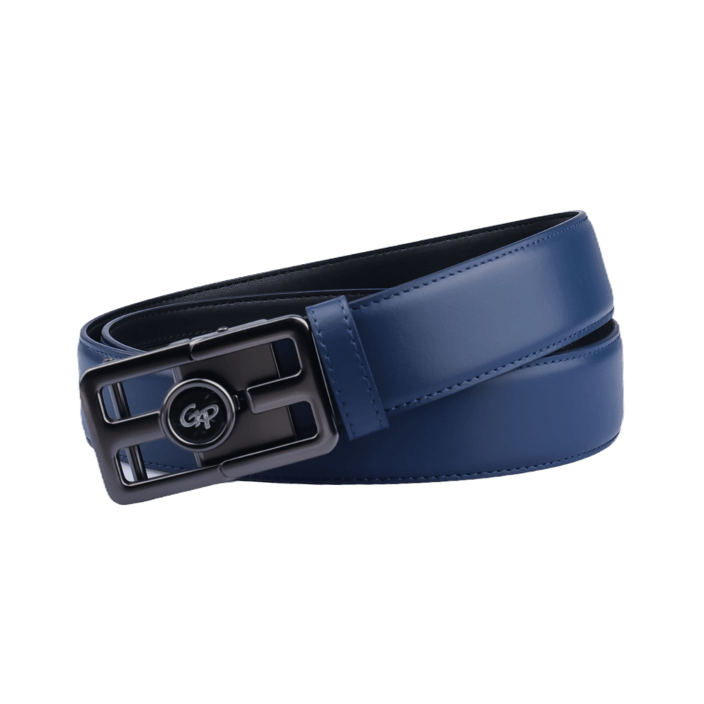 GoPlayer automatic slide buckle leather belt (Navy Blue)