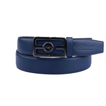 GoPlayer automatic slide buckle leather belt (Navy Blue)