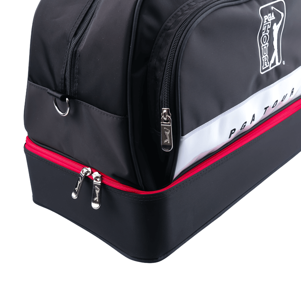 PGA fine cloth double layer garment bag (black with white and red)