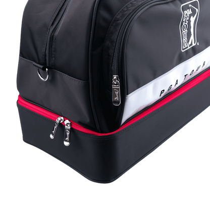 PGA fine cloth double layer garment bag (black with white and red)