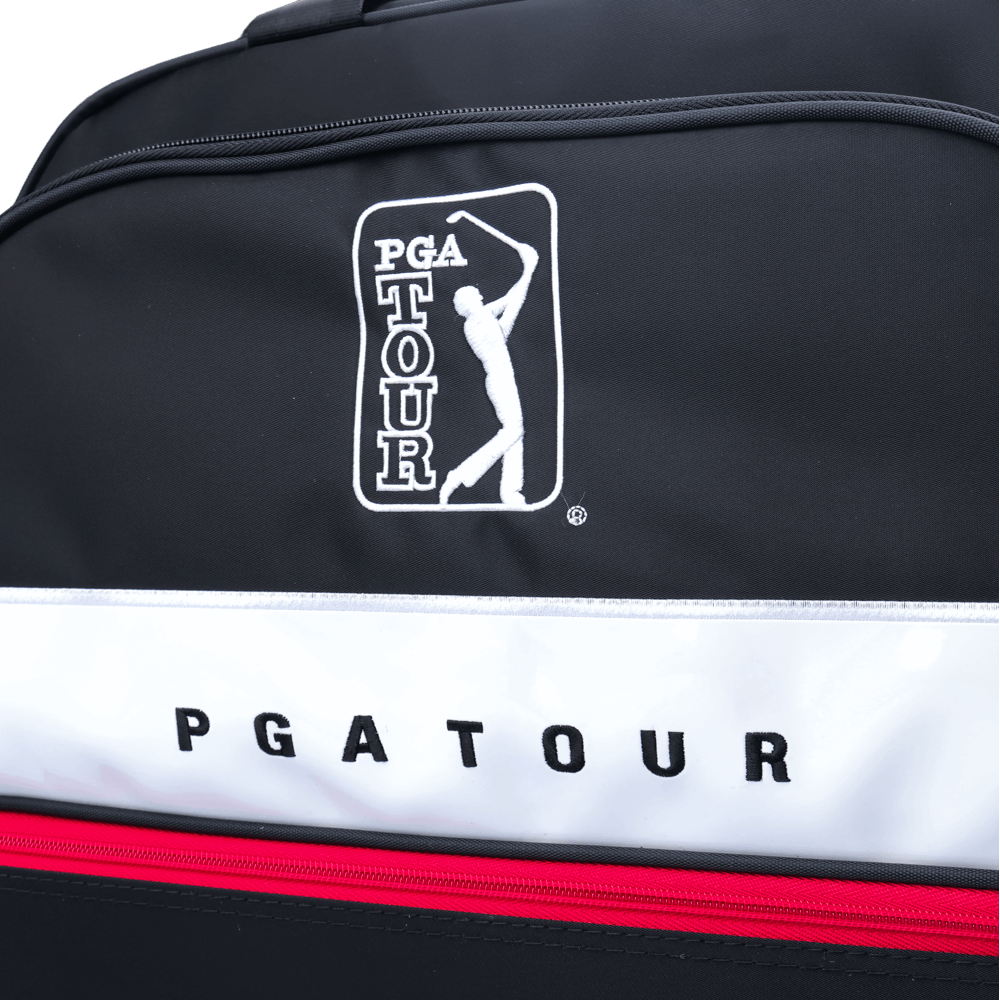 PGA fine cloth double layer garment bag (black with white and red)