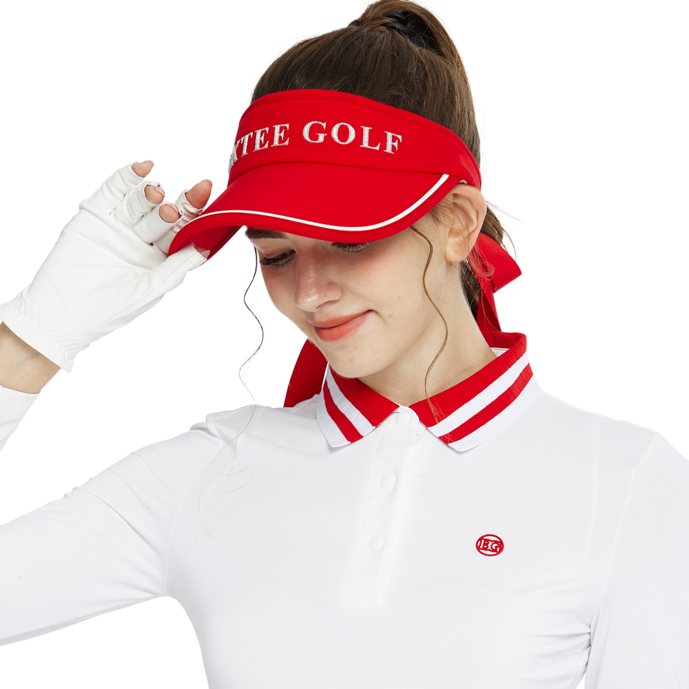 BLKTEE女可拆蝴蝶結中空帽(紅)