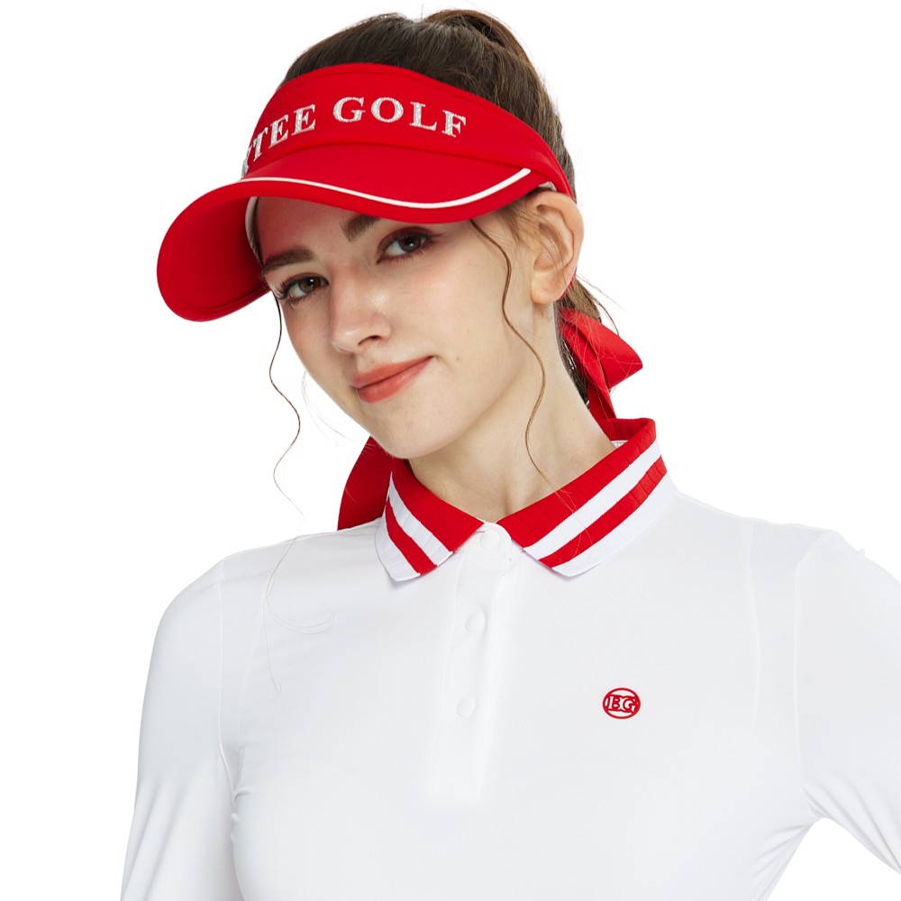 BLKTEE女可拆蝴蝶結中空帽(紅)