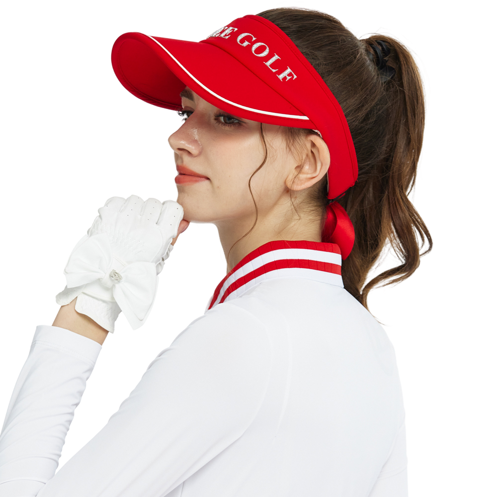 BLKTEE女可拆蝴蝶結中空帽(紅)