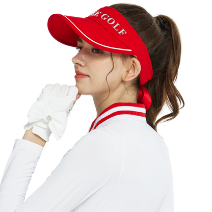 BLKTEE女可拆蝴蝶結中空帽(紅)