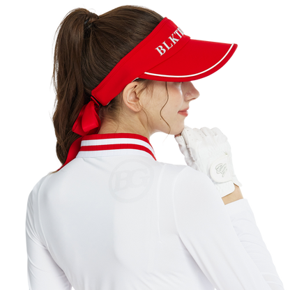 BLKTEE女可拆蝴蝶結中空帽(紅)