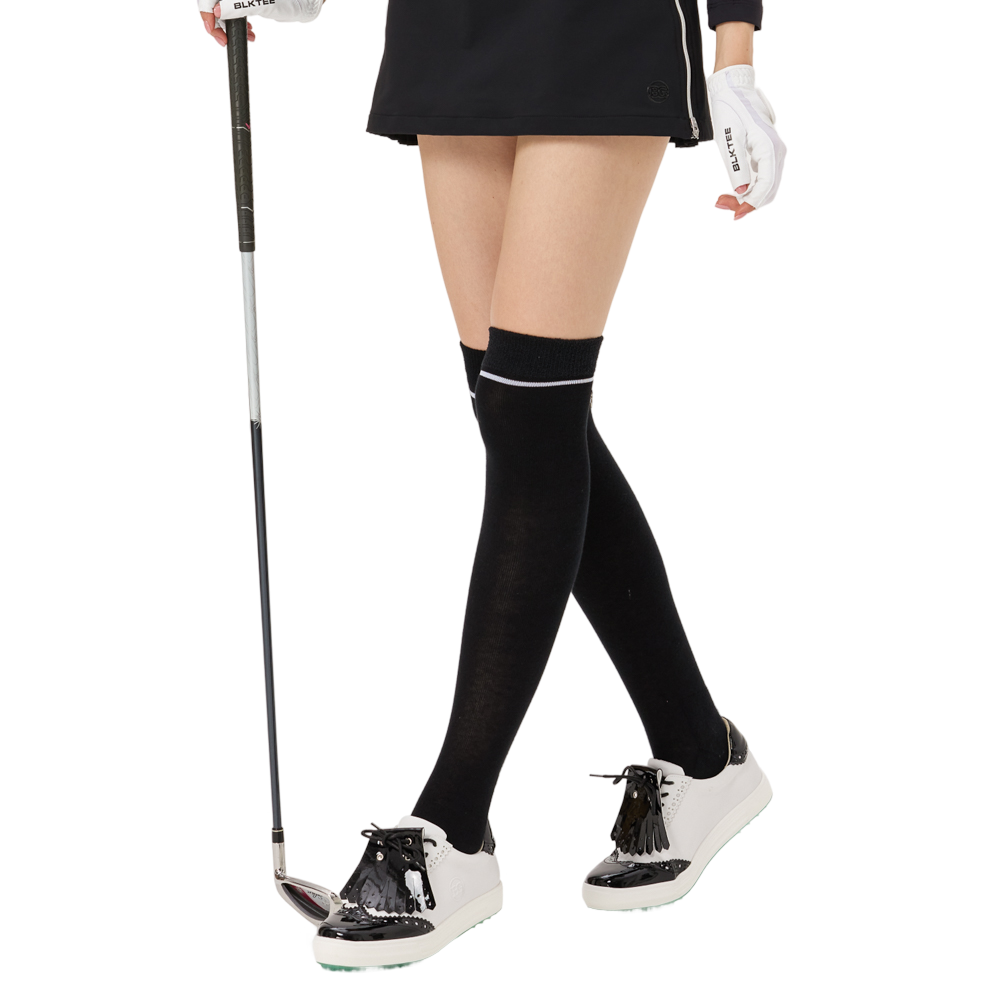 BLKTEE女磨毛膝上長筒襪(黑)