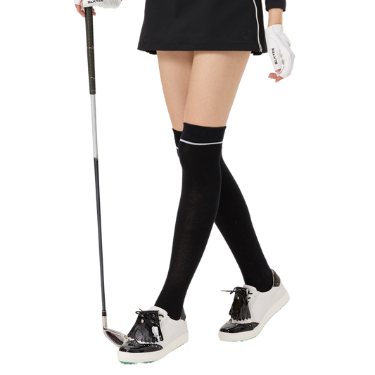 BLKTEE女磨毛膝上長筒襪(黑)