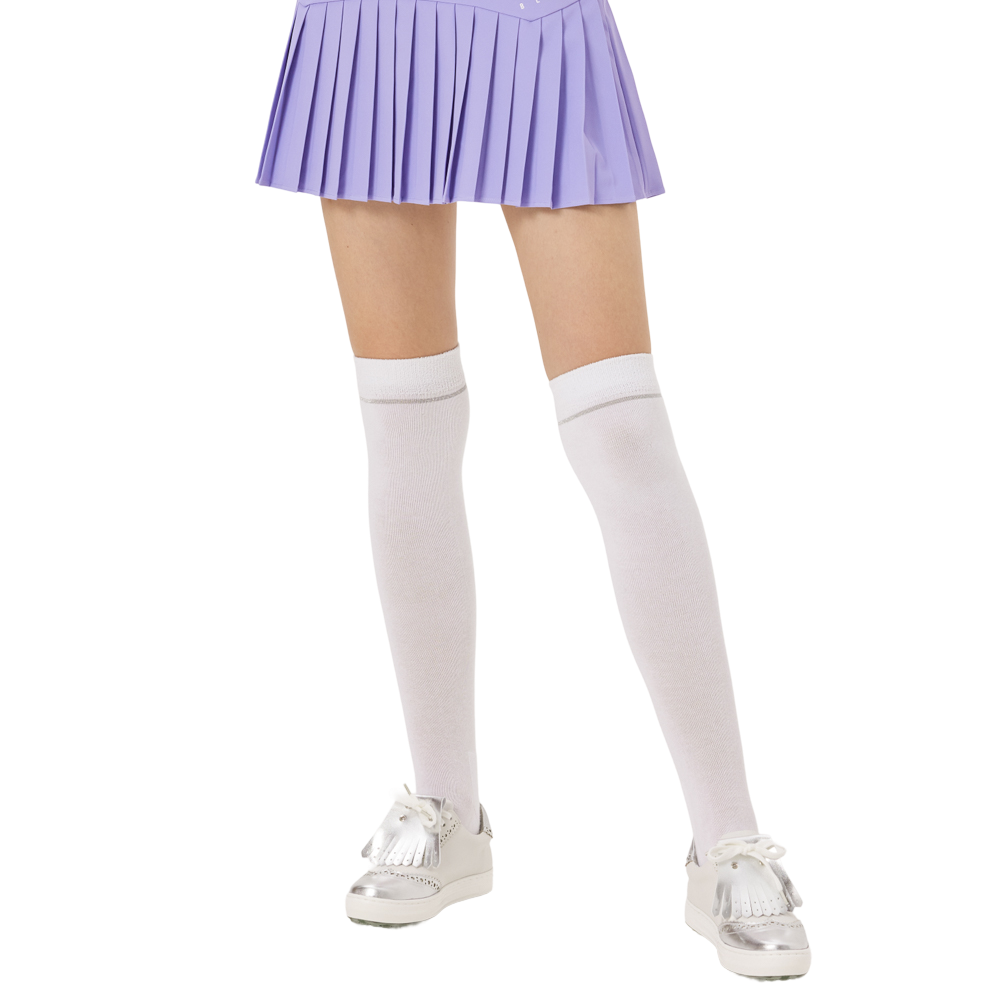 BLKTEE女磨毛膝上長筒襪(白)