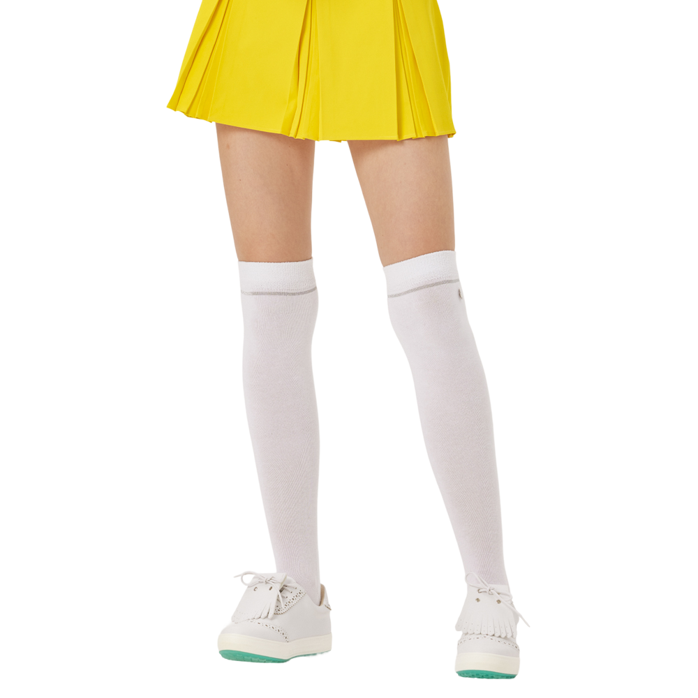 BLKTEE女磨毛膝上長筒襪(白)