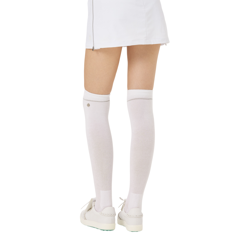 BLKTEE女磨毛膝上長筒襪(白)
