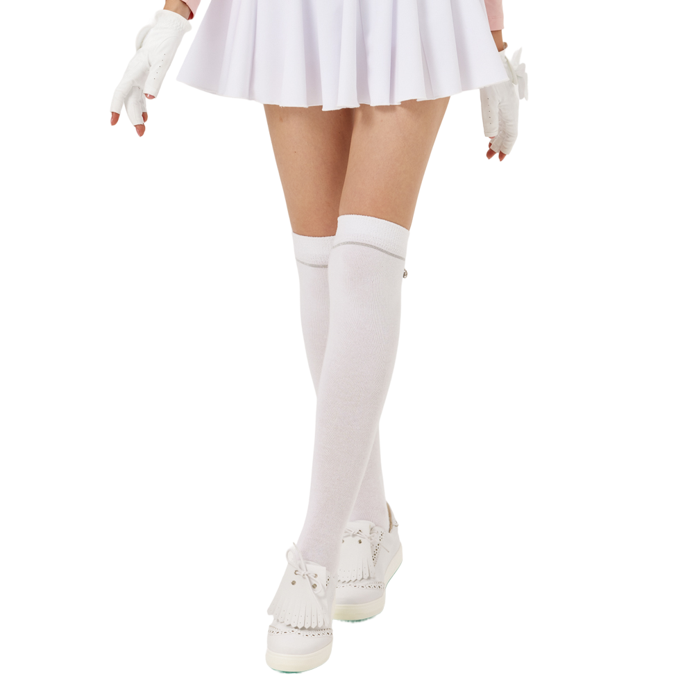 BLKTEE女磨毛膝上長筒襪(白)