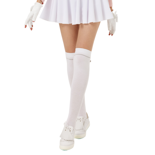 BLKTEE女磨毛膝上長筒襪(白)