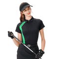 Baju lengan pendek wanita berkolar zip (hitam)