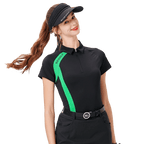 BLKTEE女拉鏈領短袖(黑色)