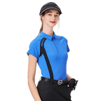 Baju lengan pendek wanita berkolar zip (biru)
