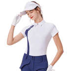BLKTEE女拉鏈領短袖(白色)