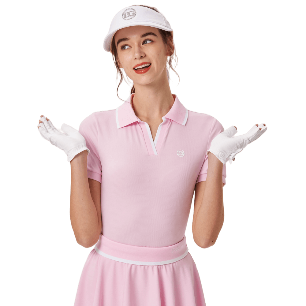 BLKTEE女V領短袖(粉紅)