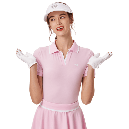 BLKTEE女V領短袖(粉紅)