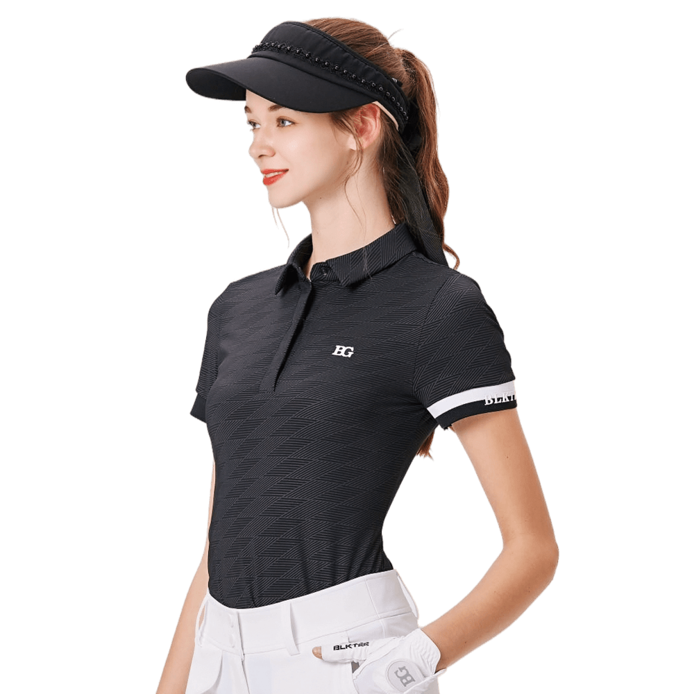 BLKTEE女翻領冰感短袖(黑色)