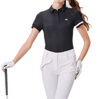 BLKTEE Women's Lapel Ice Short Sleeve (Black) 