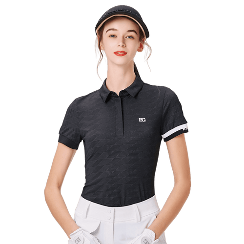 BLKTEE女翻領冰感短袖(黑色)