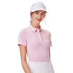 BLKTEE女翻領冰感短袖(粉紅)